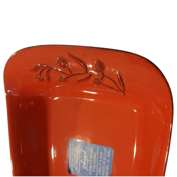 RARE Cerutil Vintage Handmade Red Floral Baking+Serving Dish - Picture 10 of 16